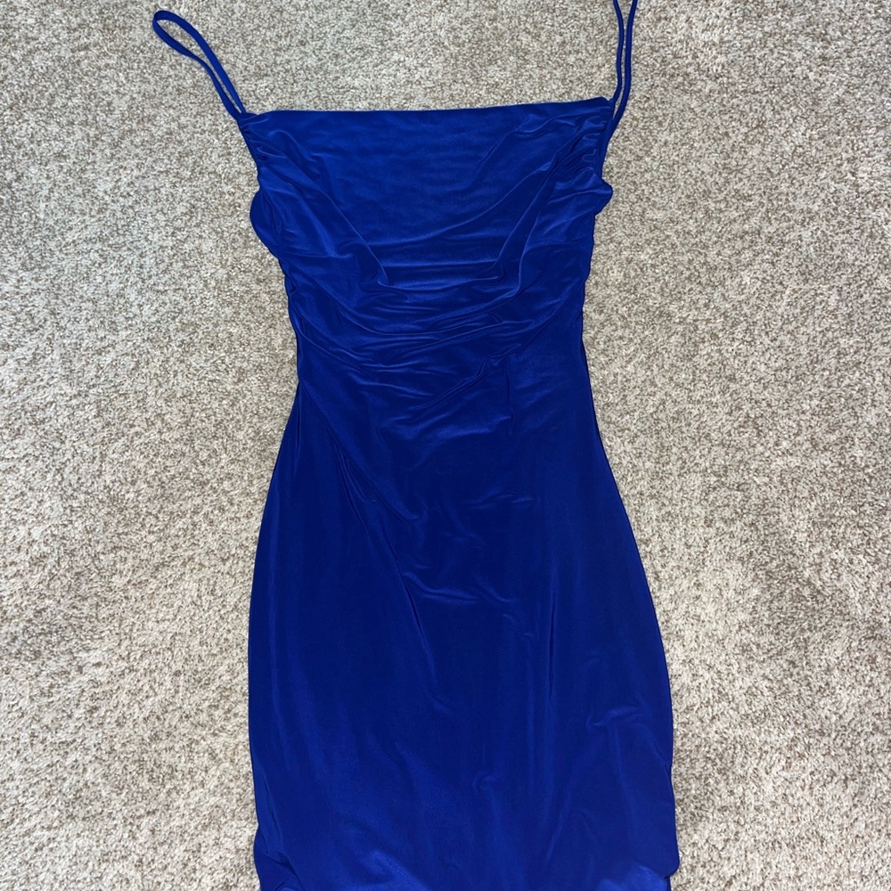 Elegant Blue Spaghetti Strap Dress